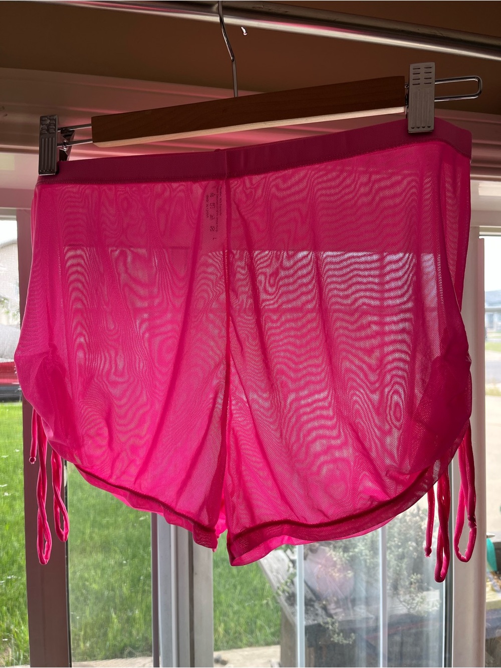 Sheer Mesh Lounge Shorts - Hot Pink